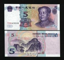 Chine 5 yuans P-897 1999 x 100 pièces lot paquet UNC billet de banque chinois MAO