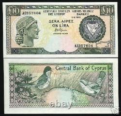 Chypre 10 Livres P55 1995 Euro Paruline Unc Rare Date Monnaie Argent Bill Note