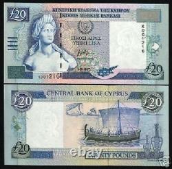 Chypre 20 Livres P-63 C 2004 Euro Art Boat Unc Eu Ec Scarce Bank Note Devise