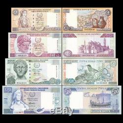 Chypre 4 Pcs Billets Billets Collect 1,5,10,20 Livre Réel Monnaie Unc