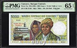 Comores 5000 Francs P12a 1984 PMG65 Gem UNC EPQ Billet de banque Note de monnaie Africaine