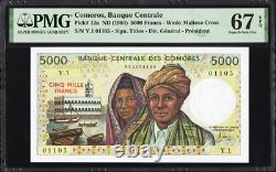 Comores 5000 Francs P12a 1984 PMG67 Superbe Gem UNC EPQ Billet de banque Monnaie EXOTIQUE