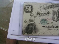 Confédéré Monnaie T8 50 $ 1861 Cr # 14. Vert C Scarce À L'avant. Unc. Remarque