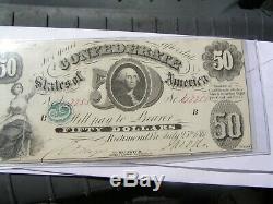 Confédéré Monnaie T8 50 $ 1861 Cr # 14. Vert C Scarce À L'avant. Unc. Remarque