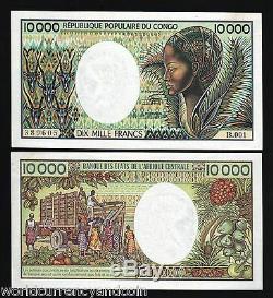 Congo République 10000 Francs P7 1983 Antelope Unc Afrique Monnaie Argent Bill Remarque