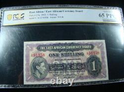 Conseil monétaire de l'Afrique de l'Est 1943, 1 Shilling, Pick#27a, classé PCGS Gem Unc. 65PPQ.