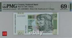 Croatie 2001 5 kuna P37 billet de banque UNC PMG 69 EPQ