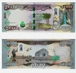 Demi-million de dinars irakiens non coupés / Billets de haute sécurité de 2020 / 10x 50K