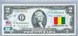 Deux Dollars Bill Gem Unc Paper Money Us Currency Notes Business Gift Drapeau Guinée