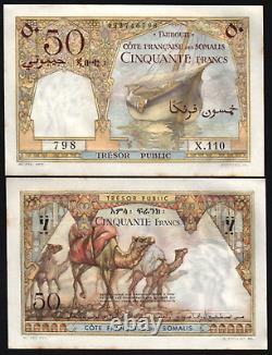Djibouti 50 FRANCS P-25 1952 CHAMEAU NEUF Légèrement nuancé Monnaie Rare du Monde BILLET DE BANQUE