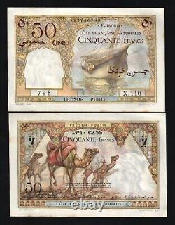 Djibouti 50 FRANCS P-25 1952 CHAMEAU NEUF Légèrement nuancé Monnaie Rare du Monde BILLET DE BANQUE