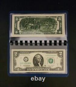 Édition limitée de 10 billets de 2 $ séquentiels avec numéros de série uniques dans un album bleu UNC