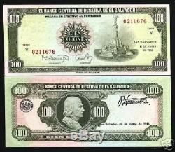 El Salvador 100 Colones P137b 1988 Colon Monument V Unc Rare Monnaie Latino