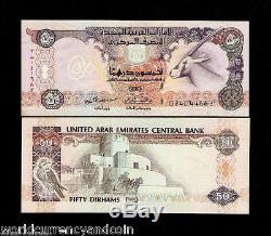 Émirats Arabes Unis 50 Dirham P14 1995 Oryx Unc Sparrowhawk Monnaie Argent Bill