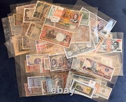 Ensemble de 130 anciens billets de banque étrangers Monnaie papier mondiale Beaucoup de prime UNC