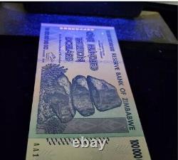 Ensemble de 5 billets authentiques de 100 trillions de dollars du Zimbabwe, Aa2008, UNC