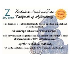 Ensemble de 5 billets authentiques de 100 trillions de dollars zimbabwéens, Aa2008, UNC