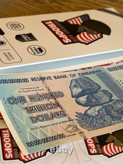 Ensemble de 5 billets de 100% authentiques de la monnaie zimbabwéenne de 100 trillions de dollars, UNC
