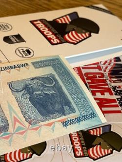 Ensemble de 5 billets de 100% authentiques de la monnaie zimbabwéenne de 100 trillions de dollars, UNC