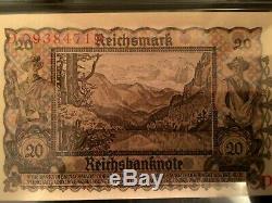 Era Seconde Guerre Mondiale Historique Antique 20 Reichsmark 1939 Séquentiel Ensemble De 5 Pmg Unc Epq
