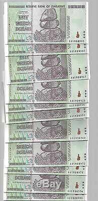 Erreur Sur Bundle, 50 Billions Zimbabwe Dollar Argent Monnaie. Unc 10 20 100