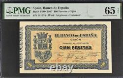 Espagne 1937 100 Pesetas PS580 Billet de banque Monnaie UNC PMG 65