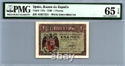 Espagne 1 Peseta 1938 Pick# 107a PMG 65 EPQ GEM UNC