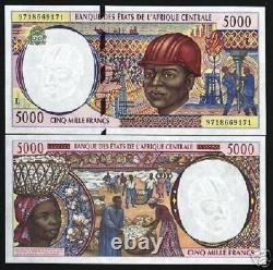 État d'Afrique Centrale Gabon 5000 Francs P404l 1997 Bateau Monnaie Non Circulée Billet de Banque