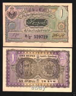 État de Hyderabad 1 RUPIE S-P271 1945 Inde UNC RARE Billet de banque indien