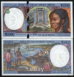 États Centrafrique Congo 10000 Francs P105c 1997 Navire Unc Monnaie