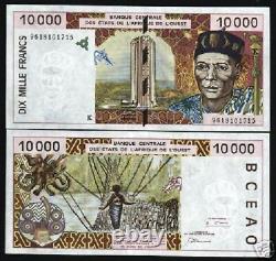 États De L’afrique De L’ouest Sénégal 10000 Francs P714k 1996 Bird Unc Monnaie Money Bill