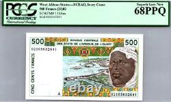États d'Afrique de l'Ouest 500 Francs PCGS 68 PPQ SUPERBE GEM UNC Pick # 110Am