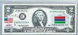 États-unis Note Monnaie Papier Argent 2 $ 2003 Gem Unc Drapeau Collectible Gambie