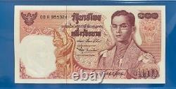 Extrêmement Rare 1969 Unc 55 Pcgs Banques Monnaie Thaïlande Roi Rama IX 100 Baht