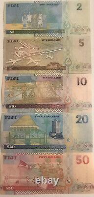 Fidji 2 50 Dollars 5 Pcs Banknote Set 2002 Unc Monnaie
