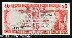 Fidji 5 Dollars P73 1974 Jeune Reine Non Circulée Rare Monnaie Papier Monnaie Billet de Banque du Monde