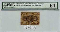 Fr. 1228 Five Cent 5c 1er Numéro Monnaie Fractionnaire Ch # 929126-1 Unc64 Pmg