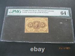 Fr-1230 Première Émission 5c Cent Fractional/postage Currency Pmg 64 Epq Choice Unc