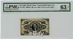 Fr. 1254 Ten Cent 10c 3 E Numéro Fractional Currency Ch Unc 63 Net Pmg 928764-5