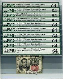 Fr. 1265 Ten Cent 10c 5 E Numéro Fractional Currency Ch Unc64 Pmg 929145-17