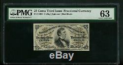 Fr. 1291 25c 25 Cents 3ème Edition Fractional Currency Pmg 63 Unc Choix Gem