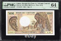Gabon 5000 Francs P6a 1984 Billet de banque en UNC Choix PMG64 Note de monnaie AFRICA française