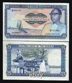 Gambie 25 Dalasi P-11 B 1987 Unc Boat Rare Sign Gambian World Currency Note