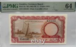 Gambie, Conseil Monétaire 1965-70 Billet de £1 Pick 2a Choix UNC 64 Filigrane Crocodile
