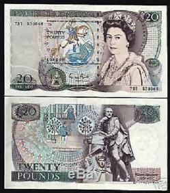 Grande-bretagne 20 Livres P380 E Reine Shakespeare Unc Rare Argent Bill Bank Note