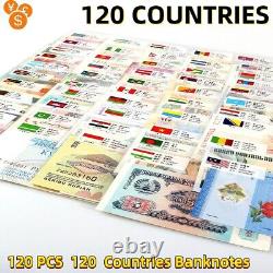 Gros 120 pièces de billets de banque du monde différents Papier monnaie étrangère 120 pays UNC