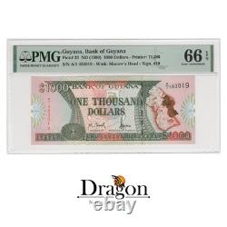 Guyana 1000 dollars 1996 Pick 33 Banque de Guyana PMG 66 Gem UNC EPQ billet de banque