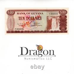 Guyane 10 dollars 1966-1992 P-23s billet de banque spécimen UNC choix vendeur américain