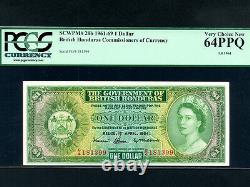 Honduras Britannique(belize)p-28b, 1$, 1964 Reine Elizabeth II Pcgs Ch Unc 64 Ppq