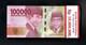 IndonÉsie 100000 Rupiah P-160 2016 Unc X 100 Pcs Lot Ensemble Paquet Billet De Banque